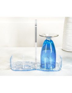 iPLEX Design - Etiquette Portabicchieri Trasparente - Azzurro Maiolica Azulejos in plexiglass - Trasparente/azzurro - 21,5x10x21 2