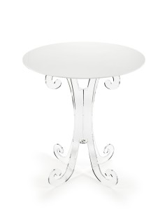 iPLEX - Numa Tavolino tondo lato divano in plexiglass Trasparente, ripiano bianco,. Made in Italy - Trasparente/bianco - 56x62,5