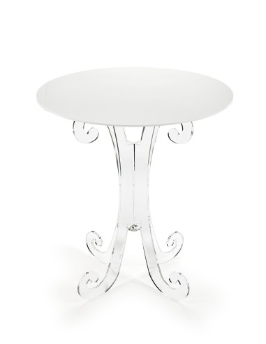iPLEX - Numa Tavolino tondo lato divano in plexiglass Trasparente, ripiano bianco,. Made in Italy - Trasparente/bianco - 56x62,5