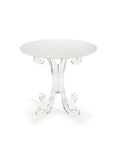 iPLEX - Numa Tavolino tondo lato divano in plexiglass Trasparente, ripiano bianco,. Made in Italy - Trasparente/bianco - 56x62,5 2