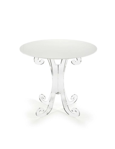 iPLEX - Numa Tavolino tondo lato divano in plexiglass Trasparente, ripiano bianco,. Made in Italy - Trasparente/bianco - 56x62,5
