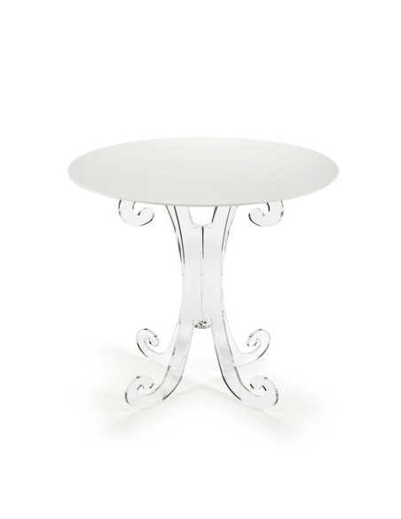 iPLEX - Numa Tavolino tondo lato divano in plexiglass Trasparente, ripiano bianco,. Made in Italy - Trasparente/bianco - 56x62,5
