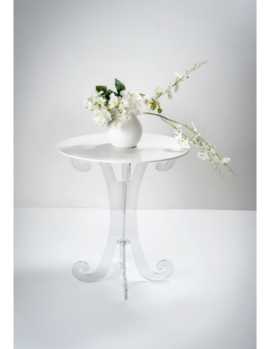 iPLEX - Numa Tavolino tondo lato divano in plexiglass Trasparente, ripiano bianco,. Made in Italy - Trasparente/bianco - 56x62,5
