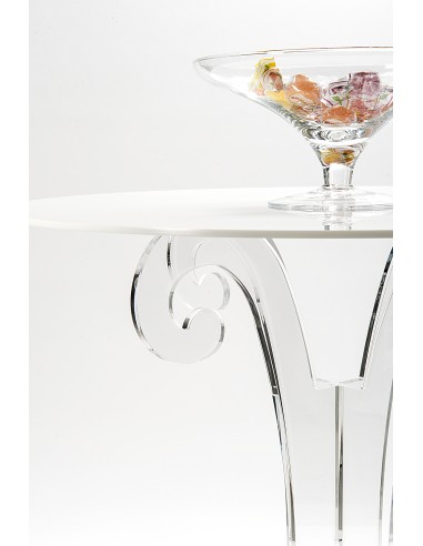 iPLEX - Numa Tavolino tondo lato divano in plexiglass Trasparente, ripiano bianco,. Made in Italy - Trasparente/bianco - 56x62,5