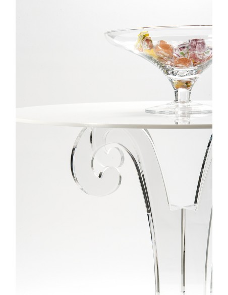 iPLEX - Numa Tavolino tondo lato divano in plexiglass Trasparente, ripiano bianco,. Made in Italy - Trasparente/bianco - 56x62,5