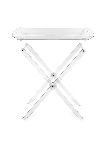 iPLEX - Pliè Tavolino con ripiano vassoio in plexiglass Trasparente richiudibile. Made in Italy - arredamento casa cucina soggio