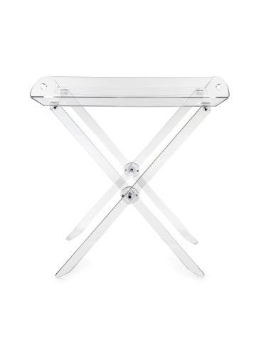 iPLEX - Pliè Tavolino con ripiano vassoio in plexiglass Trasparente richiudibile. Made in Italy - arredamento casa cucina soggio