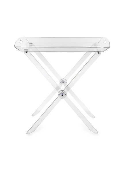 iPLEX - Pliè Tavolino con ripiano vassoio in plexiglass Trasparente richiudibile. Made in Italy - arredamento casa cucina soggio
