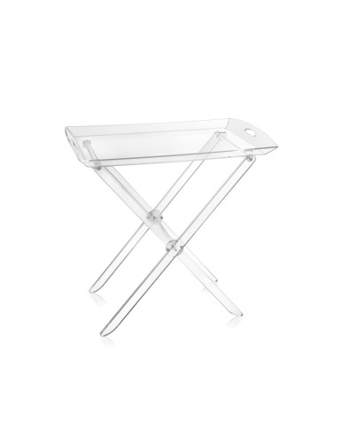 iPLEX - Pliè Tavolino con ripiano vassoio in plexiglass Trasparente richiudibile. Made in Italy - arredamento casa cucina soggio