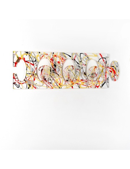 iPLEX - Puzzle Set di 3 Appendini da parete componibili in plexiglass Trasparente, schizzo artistico colorato,. - arredamento ca