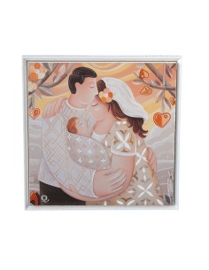 Quadri&Quadri - Quadro da parete ''Amore e gelosia nascono in compagnia'' linea ''I Prisciosi'' Quadro con cornice bainca 37x37x