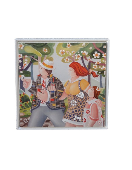 Quadri&Quadri - Quadro da parete ''Amore e gelosia nascono in compagnia'' linea ''I Prisciosi'' Quadro con cornice bainca 37x37x