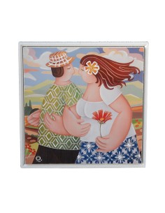 Quadri&Quadri - Quadro da parete ''Amore e gelosia nascono in compagnia'' linea ''I Prisciosi'' Quadro con cornice bainca 37x37x
