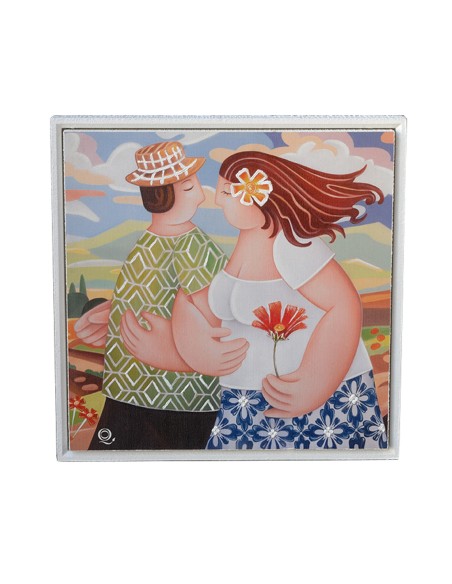 Quadri&Quadri - Quadro da parete ''Amore e gelosia nascono in compagnia'' linea ''I Prisciosi'' Quadro con cornice bainca 37x37x