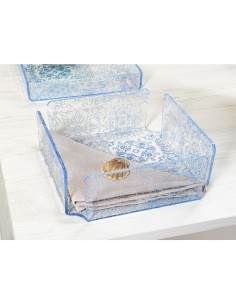 iPLEX Design - Etiquette Porta Tovaglioli Orizzontale Trasparente - Azzurro Maiolica Azulejos in plexiglass - Trasparente/azzurr 2