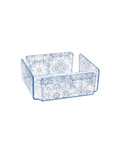 iPLEX Design - Etiquette Porta Tovaglioli Orizzontale Trasparente - Azzurro Maiolica Azulejos in plexiglass - Trasparente/azzurr