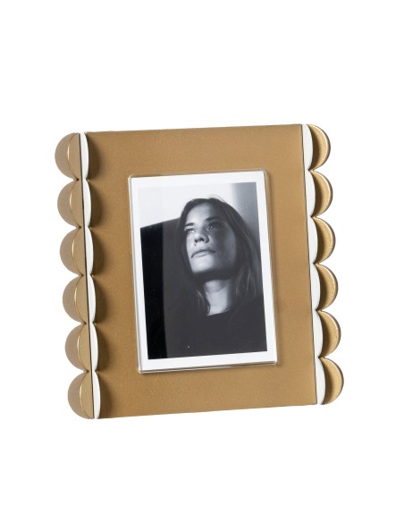 Arti & Mestieri - Portafoto di design Volans piccolo-18 x-oro laccato/bianco marmo/oro laccato/beige 18H cm (9 x 12 cm formato f