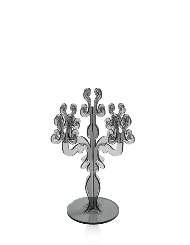 iPLEX - Candelabro linea Vittoriale design rinascimentale con 5 braccia in plexiglass fumè Trasparente. - arredamento casa salot