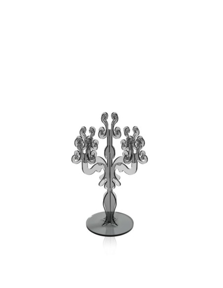 iPLEX - Candelabro linea Vittoriale design rinascimentale con 5 braccia in plexiglass fumè Trasparente. - arredamento casa salot