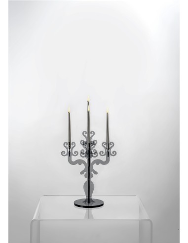 iPLEX - Candelabro linea Vittoriale design rinascimentale con 5 braccia in plexiglass fumè Trasparente. - arredamento casa salot