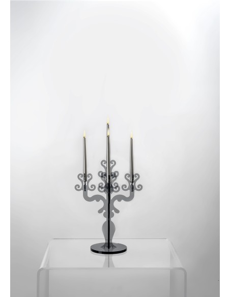 iPLEX - Candelabro linea Vittoriale design rinascimentale con 5 braccia in plexiglass fumè Trasparente. - arredamento casa salot