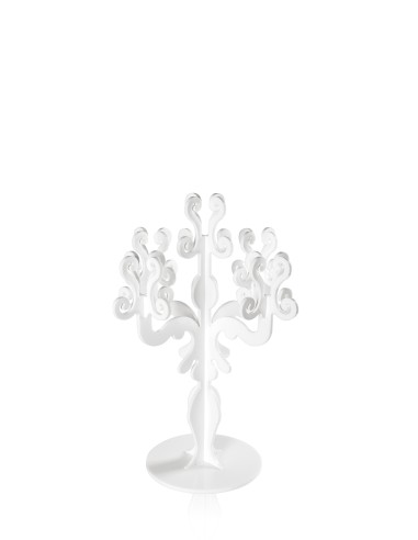 iPLEX - Candelabro linea Vittoriale design rinascimentale con 5 braccia in plexiglass bianco opalino. - arredamento casa salotto