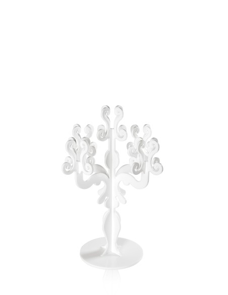 iPLEX - Candelabro linea Vittoriale design rinascimentale con 5 braccia in plexiglass bianco opalino. - arredamento casa salotto