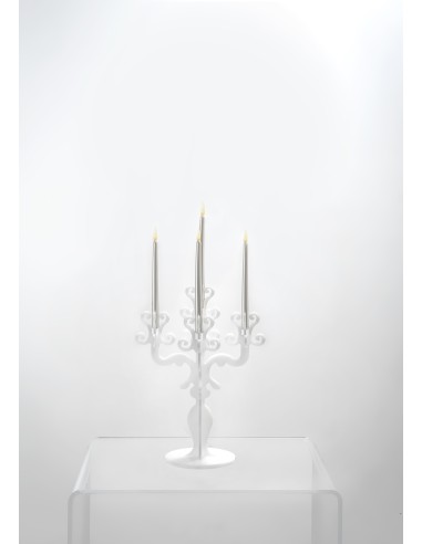 iPLEX - Candelabro linea Vittoriale design rinascimentale con 5 braccia in plexiglass bianco opalino. - arredamento casa salotto