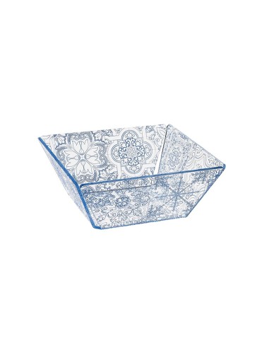 iPLEX Design - Etiquette Cestino Portapane Trasparente - Azzurro Maiolica Azulejos in plexiglass - Trasparente/azzurro - 22x8,6x