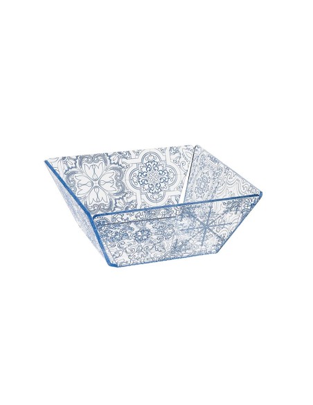 iPLEX Design - Etiquette Cestino Portapane Trasparente - Azzurro Maiolica Azulejos in plexiglass - Trasparente/azzurro - 22x8,6x