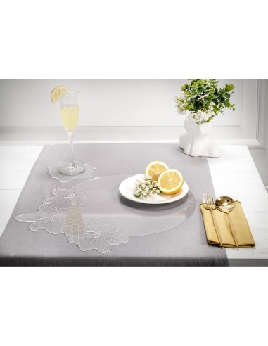 iPLEX Design - Set Tovaglietta / Sottobicchiere Rinascimento Tondo in plexiglass - Trasparente - 40 / 14,5x0,3 / 0,3x40 / 14,5 -