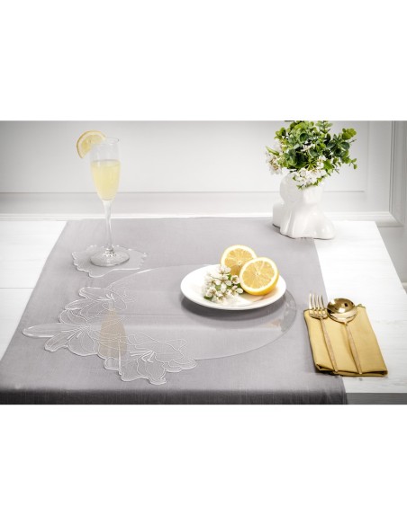 iPLEX Design - Set Tovaglietta / Sottobicchiere Rinascimento Tondo in plexiglass - Trasparente - 40 / 14,5x0,3 / 0,3x40 / 14,5 -