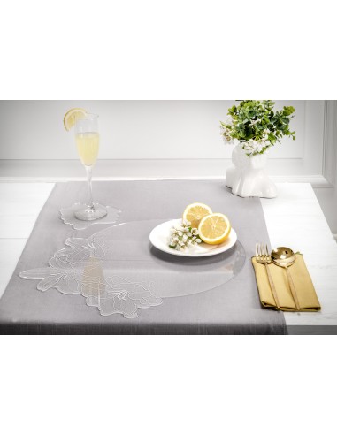 iPLEX Design - Set Tovaglietta / Sottobicchiere Rinascimento Tondo in plexiglass - Trasparente - 40 / 14,5x0,3 / 0,3x40 / 14,5 -