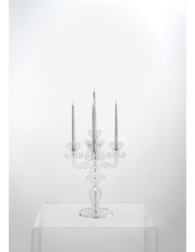 iPLEX - Candelabro linea Vittoriale design rinascimentale con 5 braccia in plexiglass Trasparente. - arredamento casa salotto sa