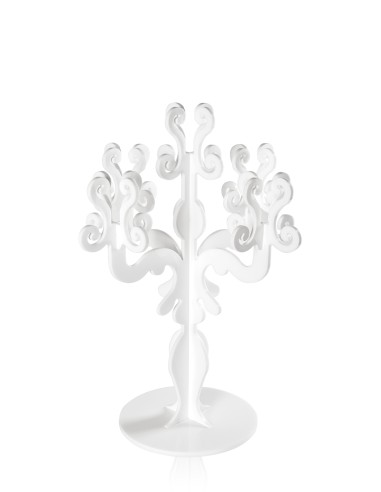 iPLEX - Candelabro linea Vittoriale design rinascimentale con 5 braccia in plexiglass bianco opalino. - arredamento casa salotto