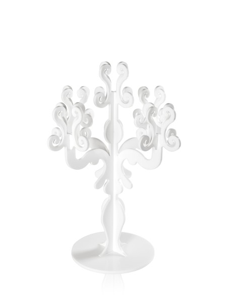 iPLEX - Candelabro linea Vittoriale design rinascimentale con 5 braccia in plexiglass bianco opalino. - arredamento casa salotto