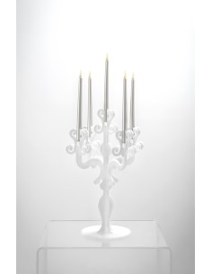 iPLEX - Candelabro linea Vittoriale design rinascimentale con 5 braccia in plexiglass bianco opalino. - arredamento casa salotto 2