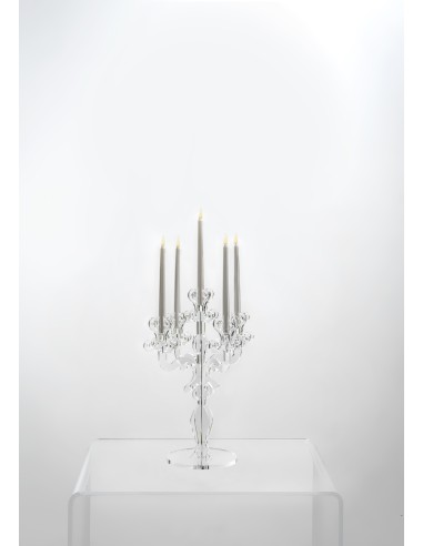 iPLEX - Candelabro linea Vittoriale design rinascimentale con 5 braccia in plexiglass Trasparente. - arredamento casa salotto sa