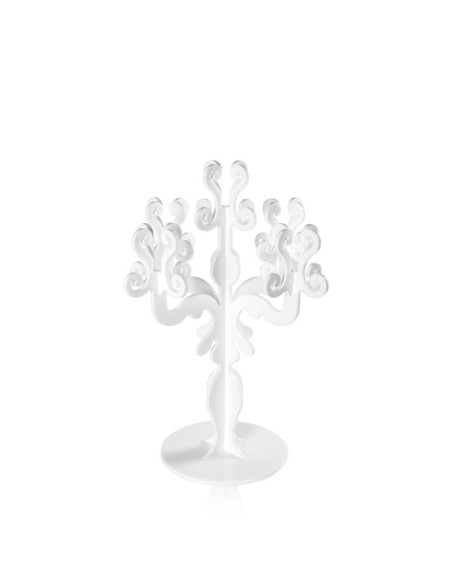 iPLEX - Candelabro linea Vittoriale design rinascimentale con 5 braccia in plexiglass bianco opalino. - arredamento casa salotto