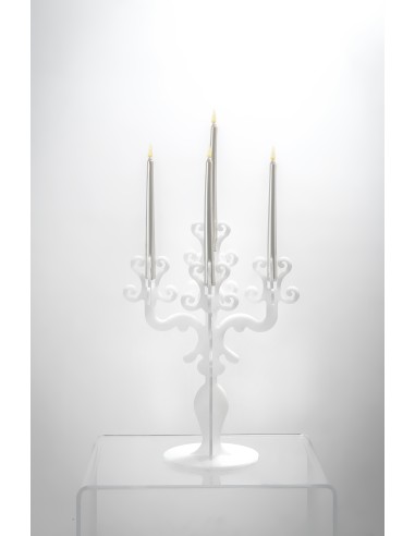iPLEX - Candelabro linea Vittoriale design rinascimentale con 5 braccia in plexiglass bianco opalino. - arredamento casa salotto