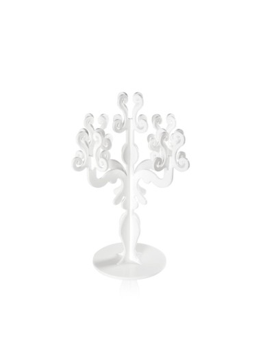 iPLEX - Candelabro linea Vittoriale design rinascimentale con 5 braccia in plexiglass bianco opalino. - arredamento casa salotto