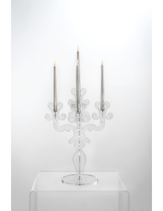 iPLEX - Candelabro linea Vittoriale design rinascimentale con 5 braccia in plexiglass Trasparente. - arredamento casa salotto sa 2