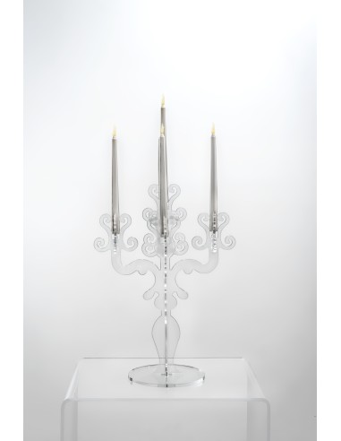 iPLEX - Candelabro linea Vittoriale design rinascimentale con 5 braccia in plexiglass Trasparente. - arredamento casa salotto sa