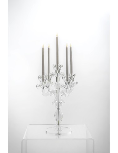 iPLEX - Candelabro linea Vittoriale design rinascimentale con 5 braccia in plexiglass Trasparente. - arredamento casa salotto sa