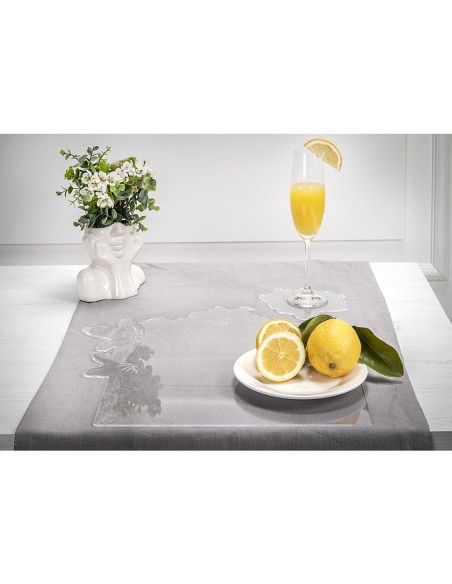 iPLEX Design - Set Tovaglietta / Sottobicchiere Rinascimento Quadrato in plexiglass - Trasparente - 40 / 14,5x0,3 / 0,3x40 / 14,