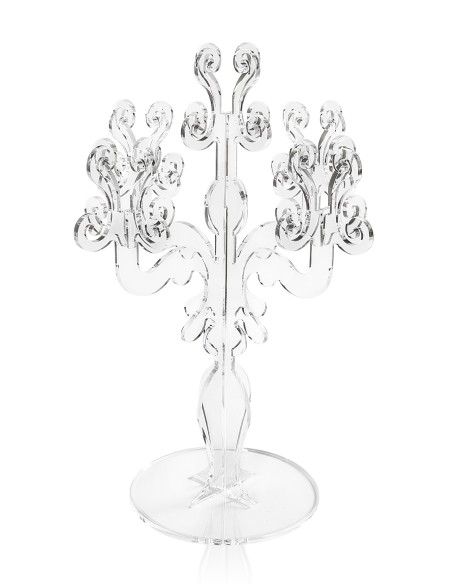 iPLEX - Candelabro linea Vittoriale design rinascimentale con 5 braccia in plexiglass Trasparente. - arredamento casa salotto sa