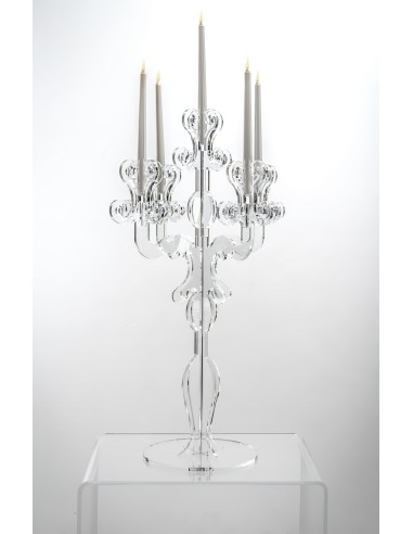 iPLEX - Candelabro linea Vittoriale design rinascimentale con 5 braccia in plexiglass Trasparente. - arredamento casa salotto sa