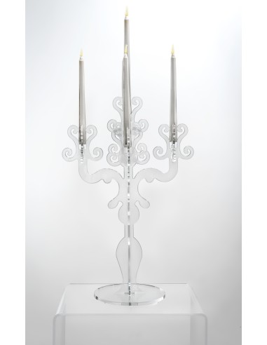 iPLEX - Candelabro linea Vittoriale design rinascimentale con 5 braccia in plexiglass Trasparente. - arredamento casa salotto sa