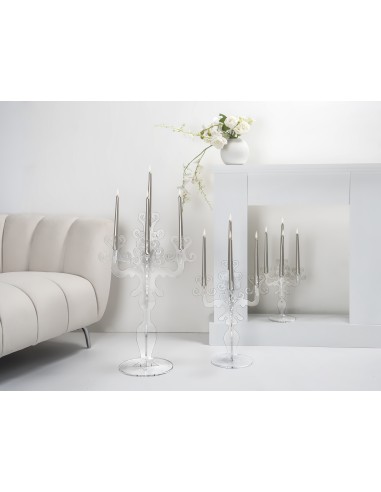 iPLEX - Candelabro linea Vittoriale design rinascimentale con 5 braccia in plexiglass Trasparente. - arredamento casa salotto sa