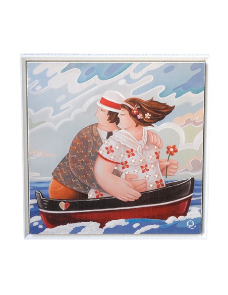 Quadri&Quadri - Quadro da parete ''Amore e gelosia nascono in compagnia'' linea ''I Prisciosi'' Quadro con cornice bainca 37x37x
